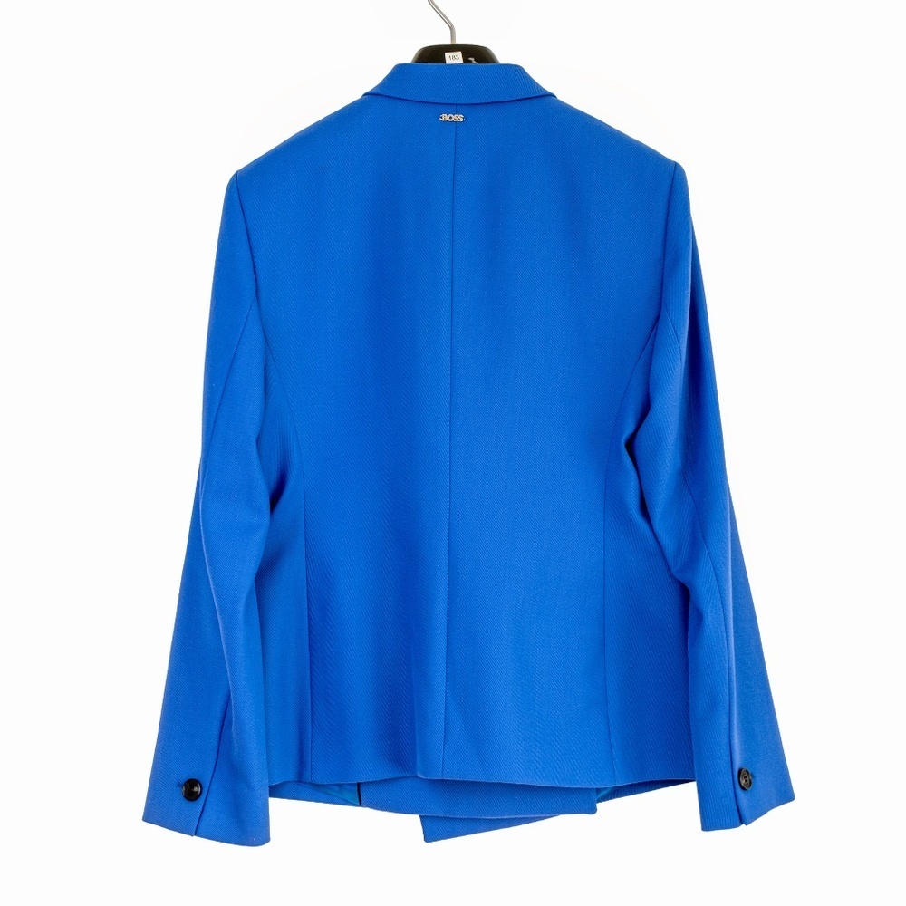 NWT BOSS Jia Wrap Front One-button Wool Women's Blazer Blue $595 - Size 8 - Picture 7 of 13